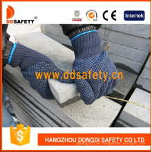 Guantes de algodón punteados azules de la seguridad del PVC Dkp229